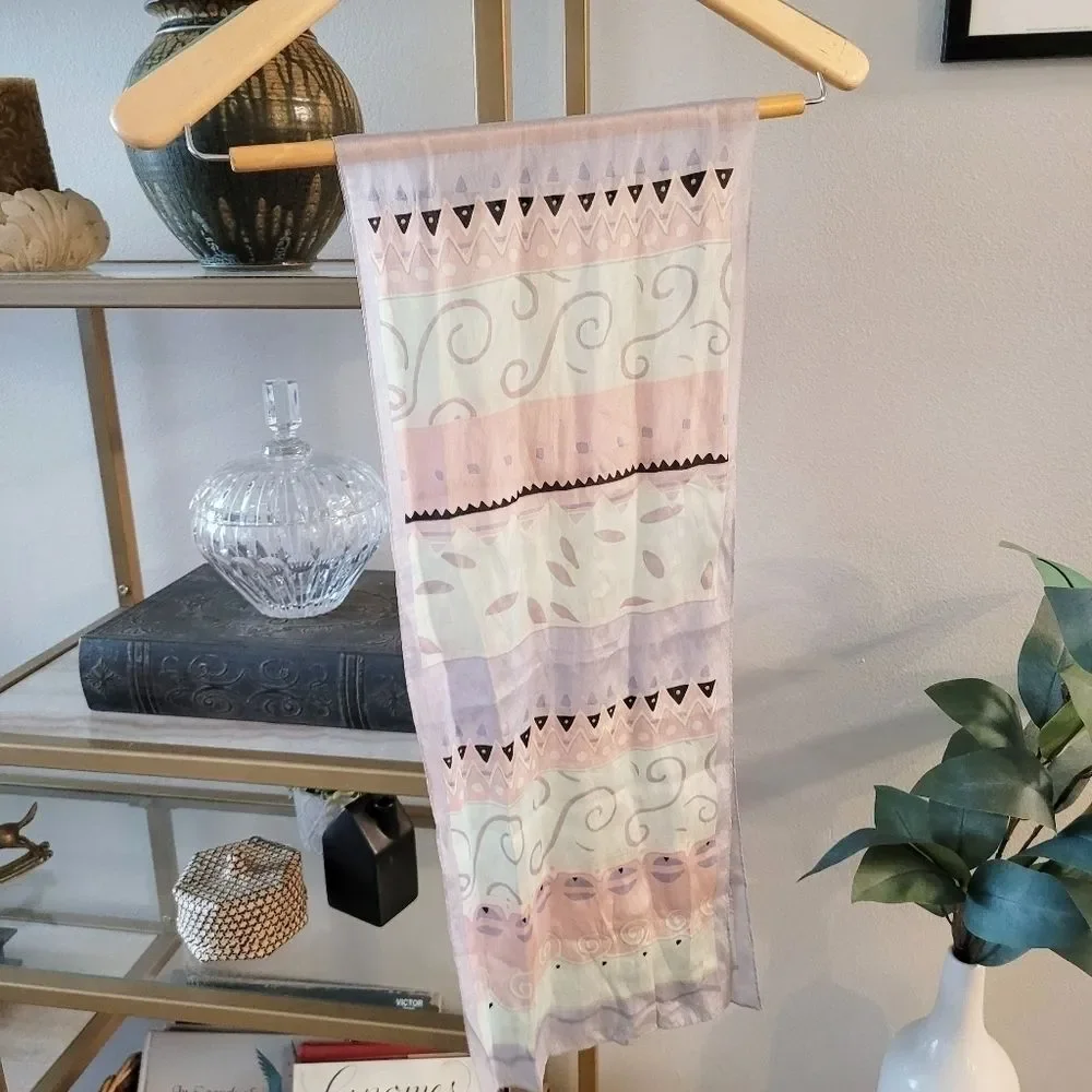 Vintage Silk Scarf Pastel Colors